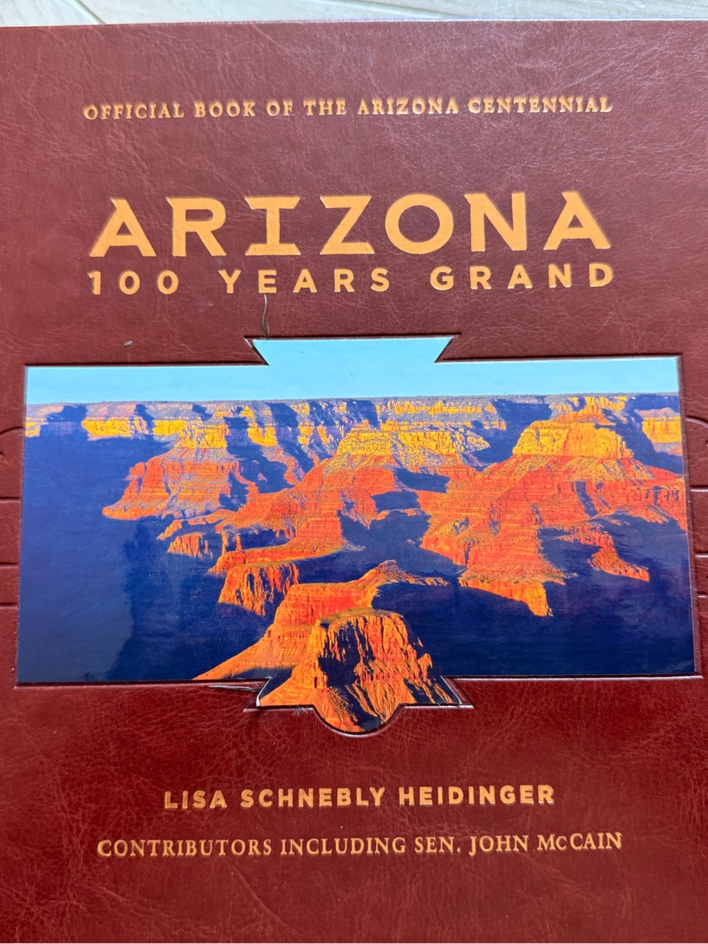 Arizona 100 Years Grand Decorative Leather Book Cover - Red - hardcover